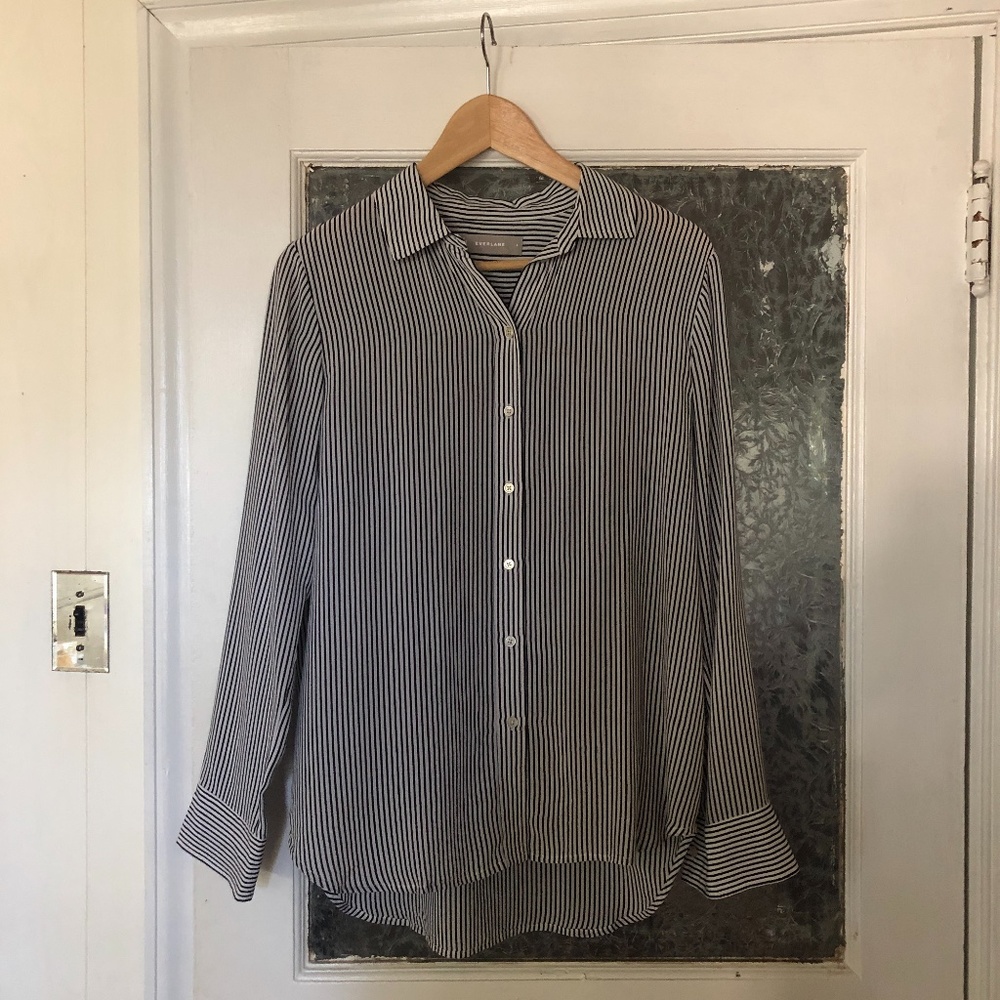 Everlane Clean Silk Striped Shirt - Size 4